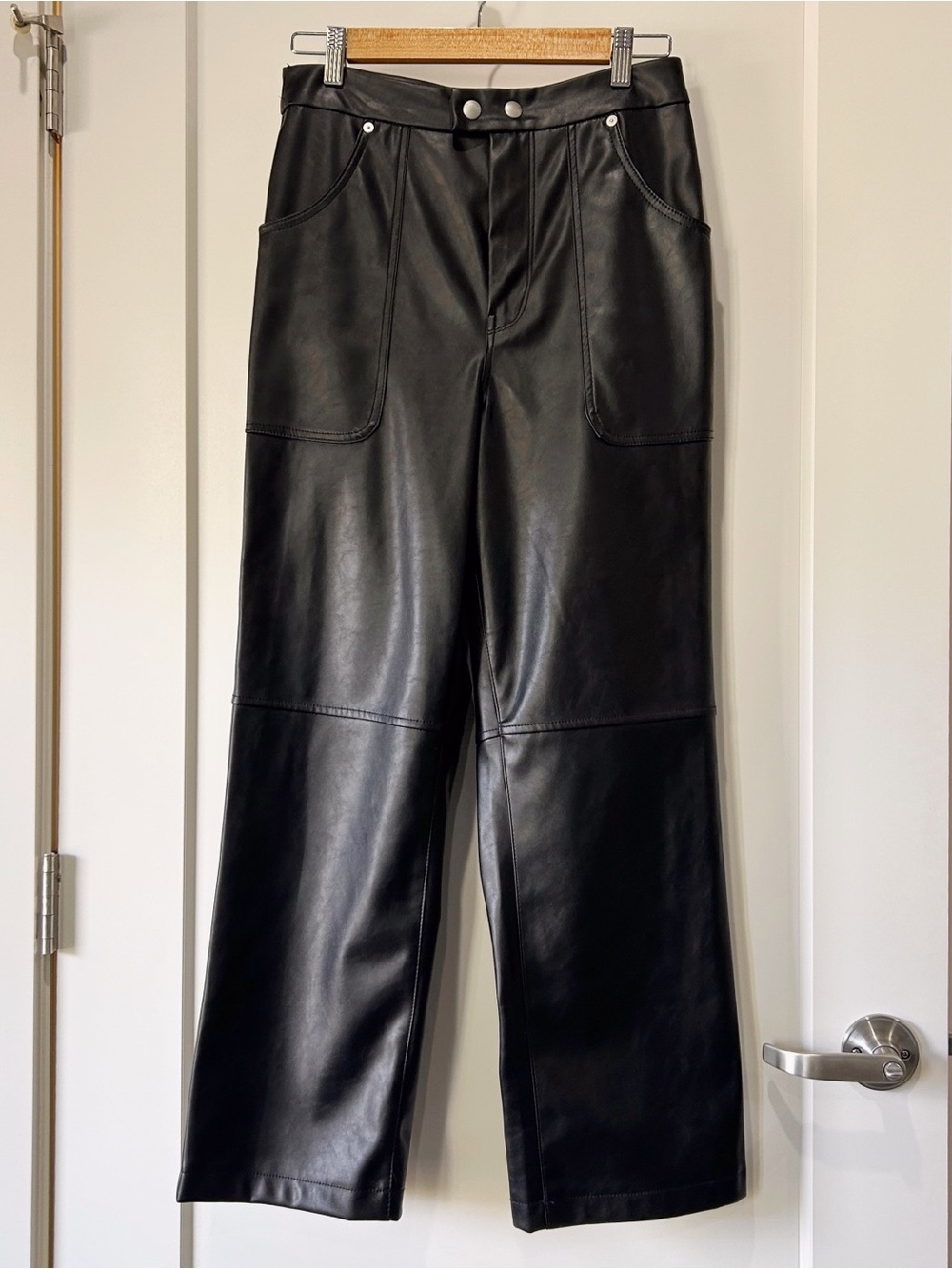 BlankNYC Track Record faux leather pants in black size 28